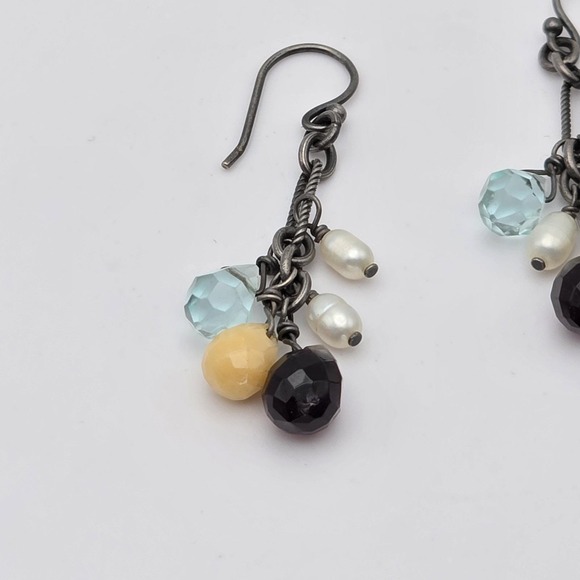 SILPADA Chandelier Earrings Pearls Faceted Amethyst & Quartz 925 Sterling Silver - Picture 5 of 10